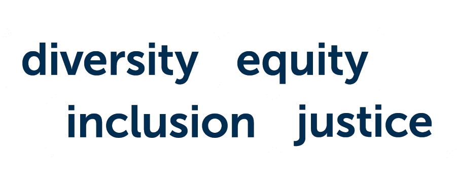 Image from eab.com says diversity, equity, inclusion and justice