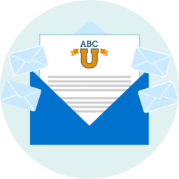 Image of emails from ABC University - responsive recruitment marketing