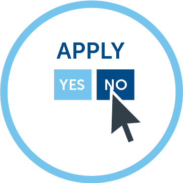 Image of apply button with yes/no answers and a cursor hovering over "no" - traditional recruitment marketing