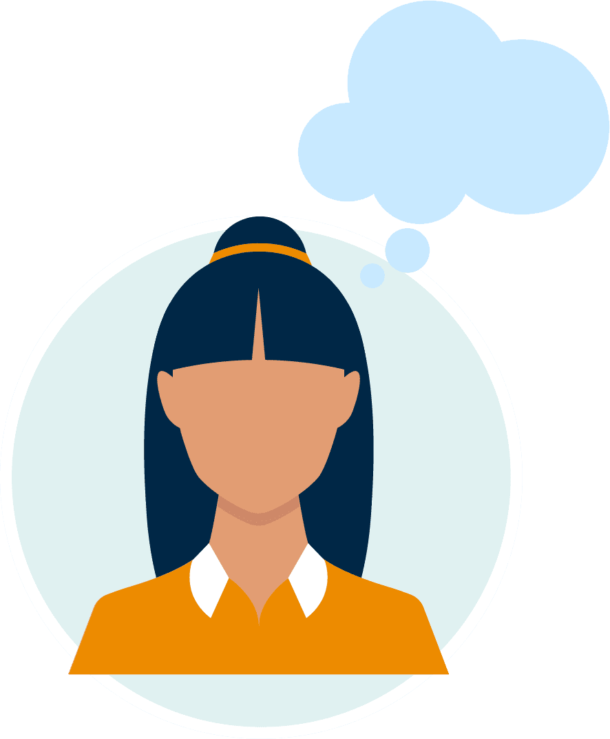 Illustration of woman with thought bubble - responsive recruitment marketing