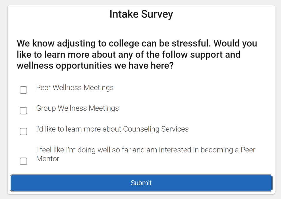 MH intake survey