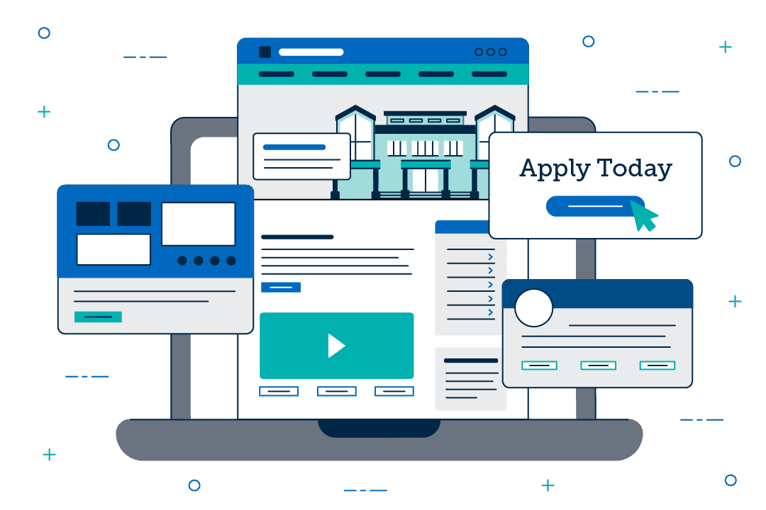 school-website-showing-different-elements-on-the-page-with-copy-and-call-to-actions