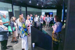 Tour group listening to a presenter at NVIDIA headquarters for the 2024 Presidential Experience Lab