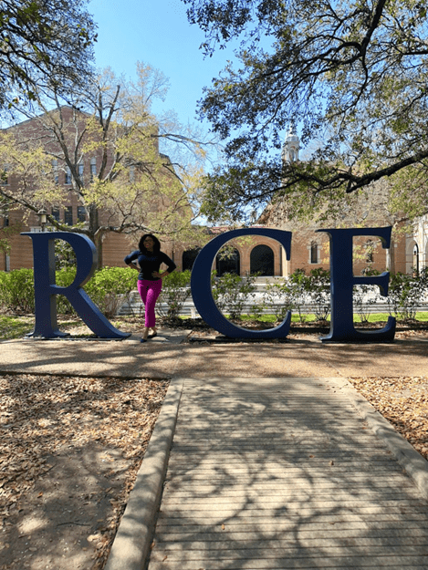 Rice University sign for photos